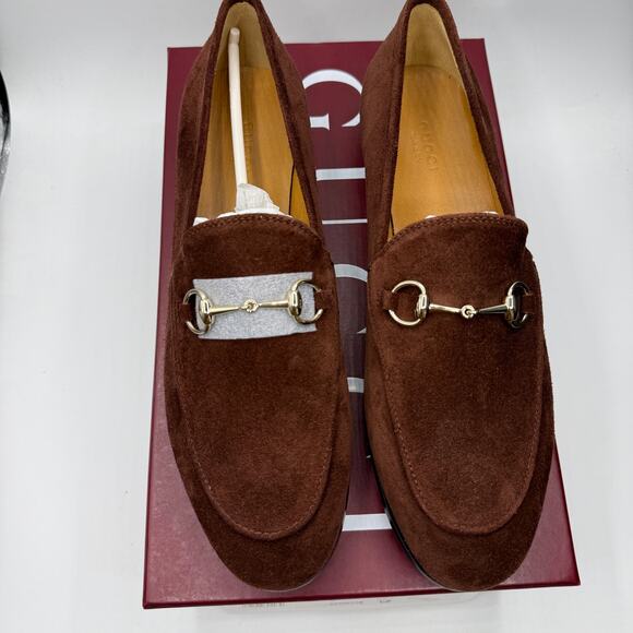 Gucci Women's Jordaan Horsebit Suede Loafers Brown Size EU 39.5 US 9.5 - Picture 4 of 13
